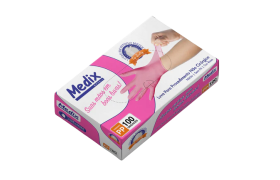 Luva de Procedimento de Nitrilo Rosa Sem Pó - Medix